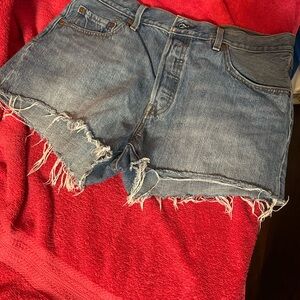 Levi's Blue Jean Shorts Distressed Cut-Off